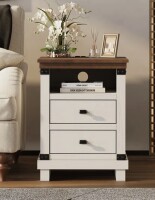 Millwood Pines 18"W Farmhouse Nightstand with Charging Station & 2 - Drawers New In Box $299
