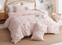 Nayoroom 2 Pieces Twin Tufted Heart Dot Comforter Set Boho Ultra Soft Jacquard Lightweight Comforter Washed Microfiber Bedding Set New In Box $199