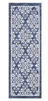 TOWN & COUNTRY EVERYDAY Walker Damask Medallion Everwash Washable Multi-Use Decorative Rug with Non-Slip Backing, Navy Blue, 24"x72" New $99