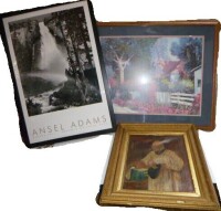 Ansel Adams (Nevada fall Yosemite Park) Wall Art, 24" x 36" / Antique Oil Painting (His Sunday Best) Wall Art / 30" x 36" Framed Farmhouse Painting Assorted