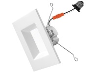NUWATT 6 Inch Retrofit LED Square Recessed Lighting, 5CCT 2700K/3000K/3500K/4000K/5000K Selectable, 1100 Lumen 14W, Dimmable Ceiling Light, White Square Trim Can Light Wet Rated, ETL Listed New In Box $79