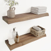 Gracie Oaks 2 Pieces Acacia Solid Wood Live Edge Floating Shelves for Kitchen Wall Decor, Kitchen, Bathroom, Workspace, Mocha 24"x7.5"x1.5" New In Box $199