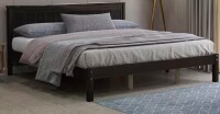 Qualler Espresso Queen Size Platform Bed with Headboard New In Box $499