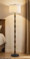 Lark Manor&trade; 61.5" Walnut Finish Floor Lamp With Sculpted Column And Linen Shade New In Box $299