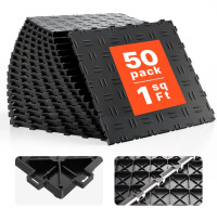 VEVOR Garage Tiles Interlocking, 12 x 12 x 0.53 inch 50 Pack Garage Floor Covering Tiles, Non-Slip Double-Sided Texture Garage Flooring Tiles, for Garages, Basements, Repair Shops, Black New In Box $199