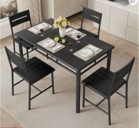 Ebern Designs 5-Piece Dining Table Set For 4, Kitchen Table With 4 Pu Upholstered Dining Chairs in Black New in Box $599