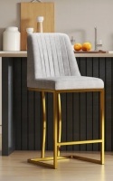 Willa Arlo Interiors Branchville Upholstered Counter Stool with Metal Frame in Gray New in Box $399