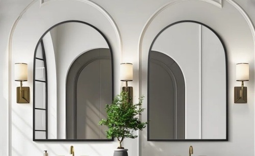 Mercury Row Vercher Metal Arched Bathroom/Vanity Mirrors (Set of 2) New in Box $399