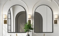 Mercury Row Vercher Metal Arched Bathroom/Vanity Mirrors (Set of 2) New in Box $399
