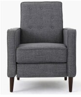 Nobile House Quest Fabric Recliner with Button Tufted Back and Square Arm In Grey New in Box $699
