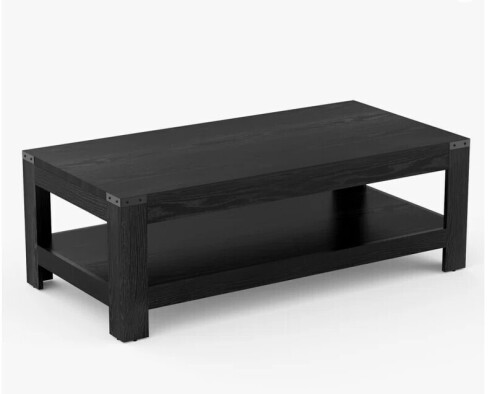 Millwood Pines Damika Rectangular Coffee Table with 2-Tier Storage in Black New Shelf Pull $499
