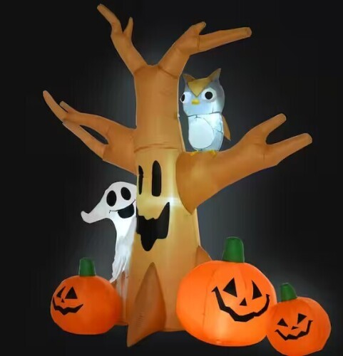 Outsunny 7.5 ft. LED Haunted Tree With Owl, Ghost, and Pumpkins Halloween Inflatable New In Box $99