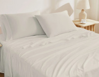 Purity Home 4-Piece Queen Sustainable 100% Organic Cotton Breathable & Lightweight Deep Pocket Sheet Set $59