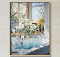 Winston Porter Bathroom Tranquil Reflections VI Framed On Canvas Print, 32" H x 24" W x 1" D New In Box $299