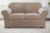 Mercer41 Soft Velvet Plush 3 Piece Stretch Loveseat Sofa Slipcover for 2 Cushion Couch Machine Washable $99