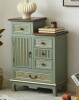 Red Barrel Studio Fienley Farmhouse 1-Door Carved Wood Accent Chest With 5-Drawers, Sage Green Cabinet,Rustic Brown Top New in Box $799