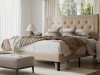 Mercury Row Hegg Queen Linen Tufted Upholstered Platform Bed with Wood Slats Headboard Included in Beige $999