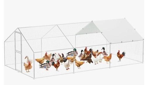 Tucker Murphy Pet Large Metal Chicken Coop, Walk-in Poultry Cage, Chicken Run Pen House with Waterproof & Anti-Ultraviolet Cover Chicken Coop Run with Double Lockable Doors New in Box $399