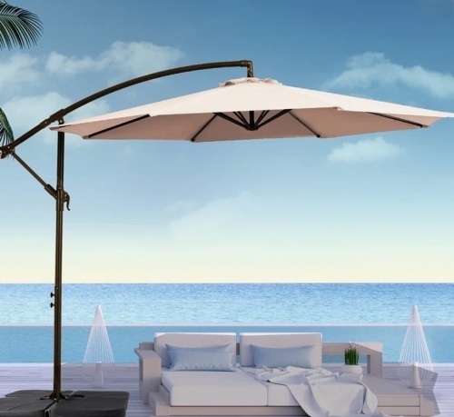 Arlmont & Co Hawkinsville 120'' Cantilever Umbrella in Beige New in Box $399