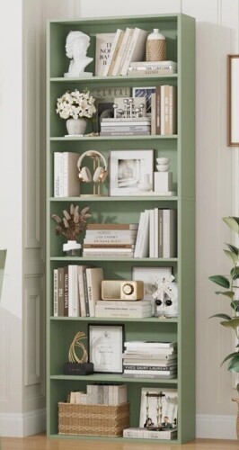 Zipcode Design Idlewild 82.5'' H Standard Bookcase, 7-Tier Open Bookcase in Green New In Box $399