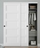 Jubest 60"X80" Flat 5-Panel Smooth White Primed Molded Sliding Closet Doors With Installation Hardware Kit and Matte Black Finger Pull New in Box $399