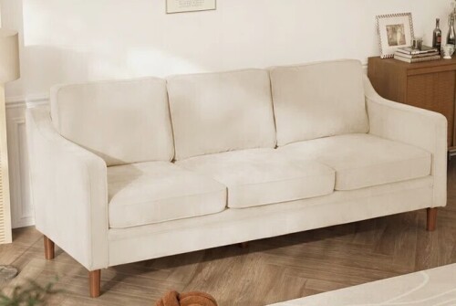 Wade Logan Azriah Upholstered 80.31'' Sofa in Beige New in Box $899