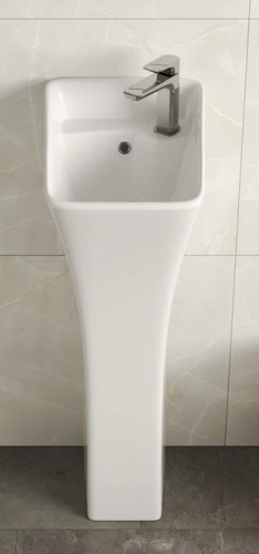 Deervalley Small Pedestal Bathroom Sink 11"L X 13"W X 35"H Ceramic One Piece Bath Sink With Overflow DV-1P529 New in Box $399