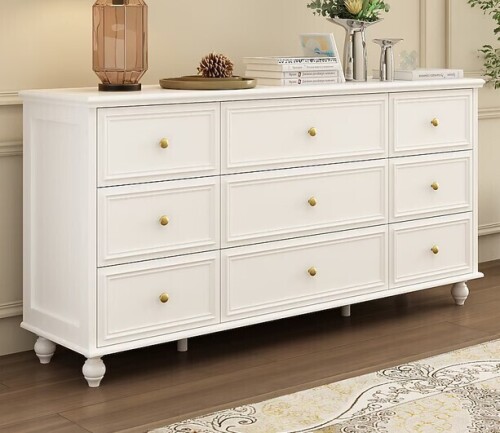 FUFU&GAGA White 9 -Drawer 63.0-in W Standard Dresser, In Box $399
