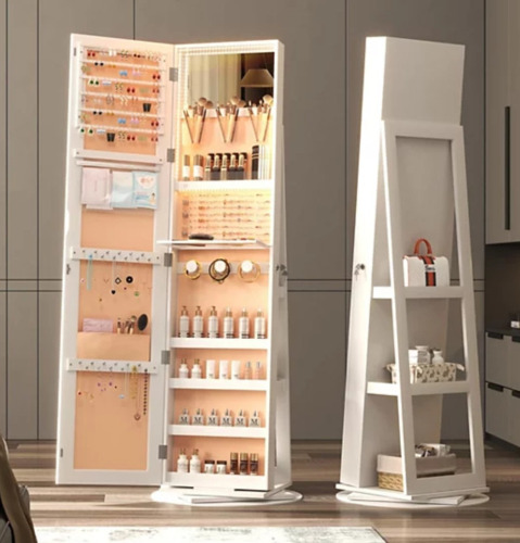 Vlsrka 360 degree(s) Swivel Jewelry Full-Length Mirror Cabinet with Lights New In Box $299