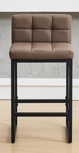 FIRAVOE Modern Upholstered PU Leather Counter Height Barstool with Low Back and Thickened Metal Legs, Coffee Brown, New in Box $399