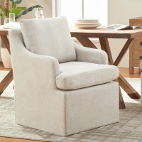 Red Barrel Studio Tory Upholstered Dining Chair With Casters, Beige, New in Box $699