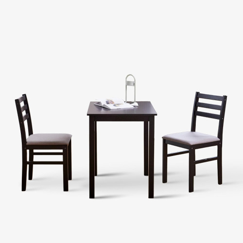 Livinia Seattle 3-Piece Wooden Dining Table Set for 2, Modern Farmhouse Kitchen Dining Room Set with Solid Wood Ladder Back Chairs for Small Space, Antique Brown, New Open Box $399