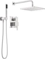 Delta Modern 14 Series Square Rain Shower System Faucet Set, Rainfall Chrome Shower Head and Handle Set, Valve Trim Kit, 10", Chrome 342701, New in Box $699
