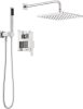 Delta Modern 14 Series Square Rain Shower System Faucet Set, Rainfall Chrome Shower Head and Handle Set, Valve Trim Kit, 10", Chrome 342701, New in Box $699