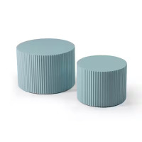 CSC Decor Inc. 23.62" Light Blue Round Wood Nesting Coffee Table and 18.9" Small Side Table Set of 2, New in Box $599