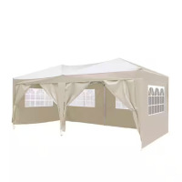 Oxford 10' x 20' Beige Pop Up Canopy Outdoor Portable Party Folding Tent with 6 Removable Sidewalls Carry Bag, Weight Bag, New in Box $399