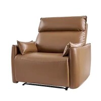 14 Karat Home Erauso Camel Faux leather Upholstered Swivel Rocker Recliner, New in Box $699