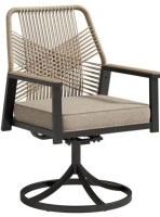 Phi Villa Metal Frame Woven Rope Patio Dining Swivel Chair with Beige Cushions, New in Box $499