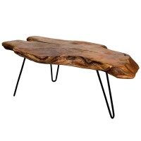 StyleCraft Home Collection Natural Wood Edge Teak Coffee Cocktail Table w/ Clear Lacquer Finish $599