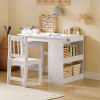 Harriet Bee Kids Table and Chair Set 1 Table 1 Chair with Storage Shelves & Paper Roll Holder for Art Craft White 31.5"W x 19.7"D x 23.6"H, New in Box $299