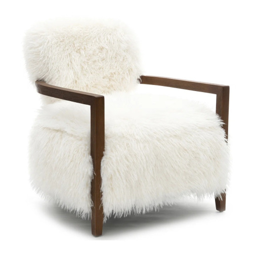 Mercer41 Tilton Soft Long-Haired Upholstered Accent Chair, White, New in Box $899