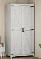 Gracie Oaks Bishock 71'' Farmhouse Armoire, Wardrobe Closet Storage Cabinet With Shelf & Hanging Rod, in White Oak New in Box $599