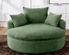 Ebern Designs Oversized Barrel Chair &ndash; Corduroy, Compression-Molded Foam, Swivel in Green New in Box $699