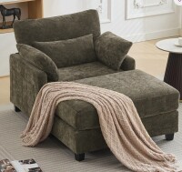 Ebern Designs 37.8" W Upholstered Chenille Armchair with Ottoman -Brown New in Box $599