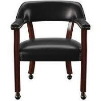 Breakwater Bay Amaiah Game/Office Arm Chair with Casters And Nailheads in Black New in Box $499
