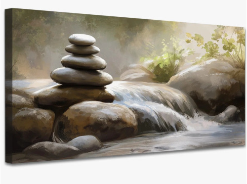 The Holiday Aisle&reg; Large Zen Wall Art - Calming Meditation Canvas Pictures, Spa Relaxing Artwork Decoration for Bathroom Spaces, Spiritual Nature Zen Decor Canvas Wrapped Print, 30&times;60 inches New In Box $299