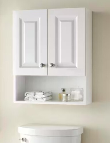Glacier Bay Lancaster 21 in. W x 8 in. D x 26 in. H Surface-Mount Raised panel Bathroom Storage Wall Cabinet in White New In Box $299