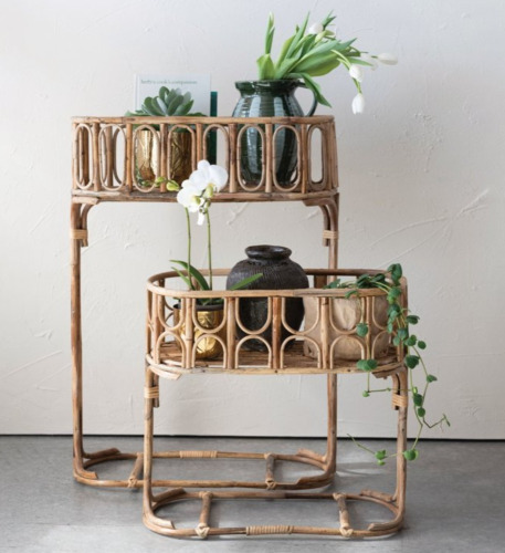 Creative Co-Op Handmade Woven Rattan Planters, Natural, Set of 2 New In Box $299