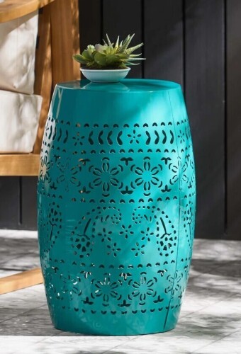 Bungalow Rose Ifrane Round Metal Outdoor Side Table,End Table,Small Coffee Table New In Box $199