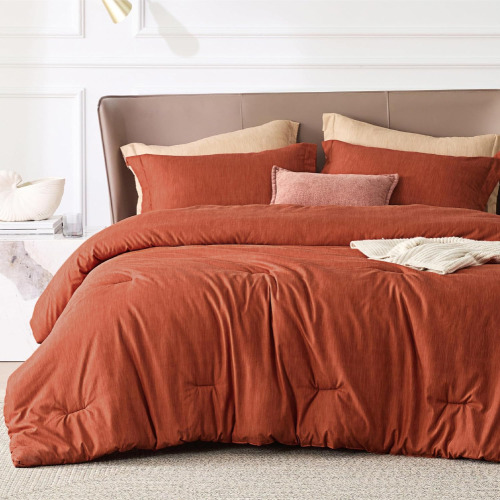 Bedsure King Size Comforter Set - Burnt Orange Soft Bedding for All Seasons, Cationic Dyed Bed Set, 3 Pieces, 1 King Size Comforter (104"x90") and 2 Pillow Shams (20"x36"+2") $199